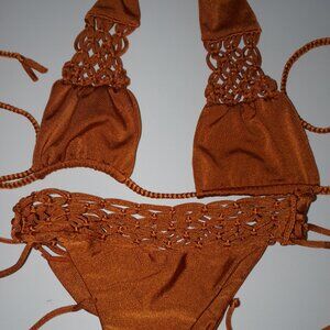 Baided Acacia Mikoh Style Hawaiian Bikini Set Size L Brown